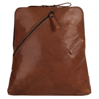 Cityrucksack SPIKES & SPARROW, Damen, Gr. B/H/T: 26cm x 27cm x 10cm, onesize, braun (cognac), Leder, Rindsleder, Retro, Rucksäcke Cityrucksack, echt Leder