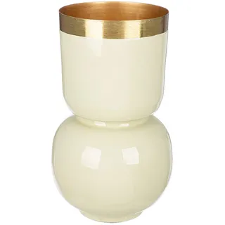 Gilde Vase Roro mit Goldrand", Creme glänzend - Höhe 31cm x Ø 18cm - Blumenvase