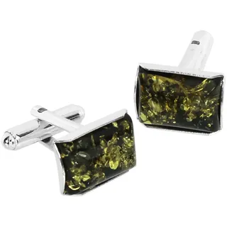OSTSEE-SCHMUCK Manschettenknöpfe »- Classic 14 x 10 mm - Silber 925/000 - Bernstein«, silberfarben
