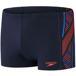 Speedo Tech Panel Badehose Boxer - True Navy / Volcanic Orange / True Cobalt - UK 30