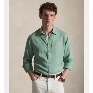 Polo Ralph Lauren für Herren. 710966294522 Maßgeschneidertes Leinenhemd grün (L), Lässig, Langarm