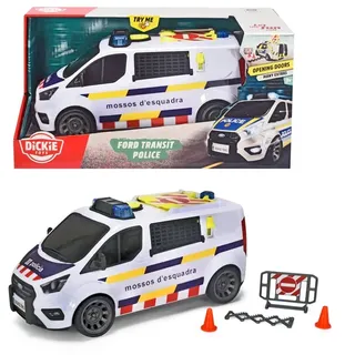Dickie Toys - Furgon Mossos Spielzeug 28 cm, mit Licht und Sound, Öffnung der hinteren Türen, ab 3 Jahren