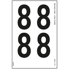 Ein Zahlenblatt – 8 – 9 mm Zahlenhöhe – 300 x 200 mm – selbstklebendes Vinyl