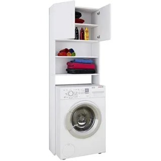 VCM Jutas Waschmaschinenschrank 64 x 190 x 25 cm Weiß Holz/Kunststoff/Metall/Spanplatte