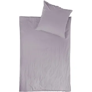 jilda-tex Bio-Bettwäsche Stone-Washed Renforce Lissabon 100% Bio-Baumwolle Knitterlook Stehsaum Bügelfrei Uni Leinen-Optik Bügelfrei Made in Green (Lavendel, 135 x 200 cm)