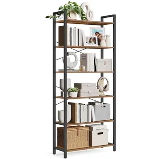 VASAGLE Bücherregal 30 x 80 x 186 cm Braun-Schwarz