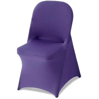 Vevor Stuhlhussen Stuhlbezug Stretch 50 STK. waschbarer & Abnehmbarer Stuhlüberzug aus Polyester-Spandex für Hochzeitsfeiern Esszimmerbankette, passend für Klappstühle (45 x 46 x 77 cm) Violett