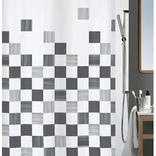 Spirella Duschvorhang Part 180 x 200 cm weiß, grau, schwarz