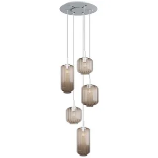 s.luce Galerieleuchte Velo 5-flammig Klar Ø 18/20/25cm , Klar, Weiß , Glas , Zylindrisch , E27 , 25x27x25 cm , Lampen & Leuchten, Innenbeleuchtung, Hängeleuchten, Pendelleuchten