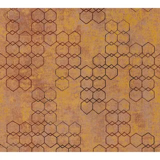 ascreation AS-Creation Vliestapete New Walls Grafik Leicht Strukturiert orange Gold FSC®