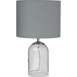 BELIANI Tischlampe Grau Rauchglas 44 cm runder Stoffschirm Vasenform Kabel mit Schalter Minimalistisches Design - Grau, Transparent