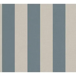 A.S. Création Streifen-Tapete Blau Braun PVC-Frei - Natural Living 386651 - Vliestapete Landhaus - 10,05x0,53m Made in Germany