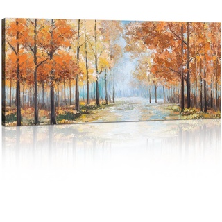 Mit Rahmen Großes Leinwandbilder Bilder Herbst Wälder Wald Baum Park bild auf leinwand Wandkunst Modern Wandbilder XXL Kunstdruck Deko für Wohnzimmer Schlafzimmer fertig zum Aufhängen 120x50cm