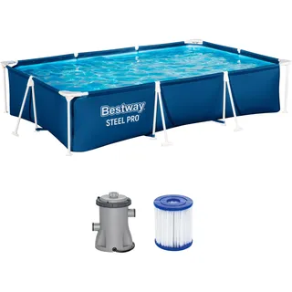 BESTWAY Steel Pro Frame Pool Set 300 x 201 x 66 cm inkl. Filterpumpe