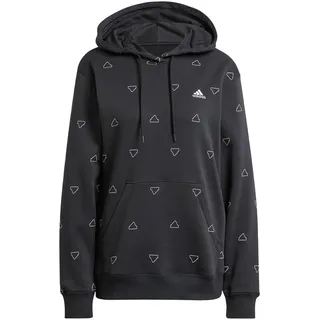 adidas Damen Essentials Monogram Regular Fleece Graphic Hoodie, Black, M