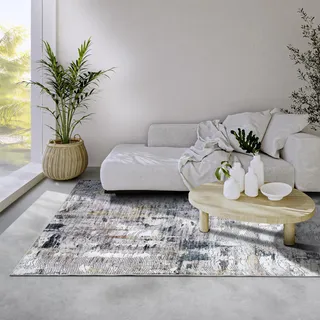 ELLE Decoration Malard Teppich – Moderner Abstrakter Rutschfester Design Kurzflor Teppich für Schlafzimmer, Esszimmer, Wohnzimmer, Flur, Küche – Saphier Gold, 200x290cm