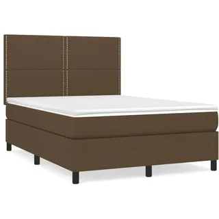vidaXL Boxspringbett mit Matratze Dunkelbraun 140x190 cm Stoff - Braun