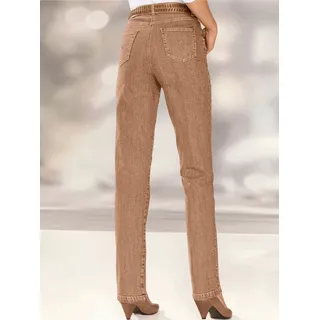 5-Pocket-Jeans CASUAL LOOKS, Damen, Gr. 225, Extrakurzgrößen, braun (camel), 98% Baumwolle, 2% Elasthan, unifarben, lang, Jeans 5-Pocket-Jeans