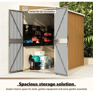 vidaXL Anbauschuppen Braun 118x194x178 cm Verzinkter Stahl - Braun