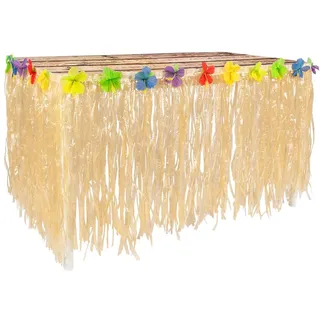 Boland 52196 - Hawaii Tischdecke, 75 x 300 cm, Tisch Vorhang, Partydeko mit Blüten für Karneval, Sommerfest und Mottoparty