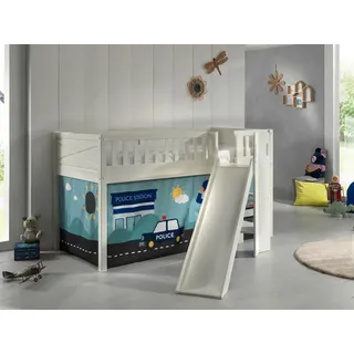 Vipack Spielbett Scott Polizei 90 x 200 cm Kiefer massiv weiß