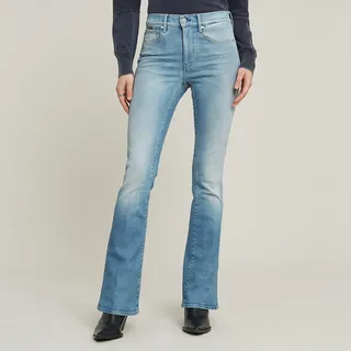Bootcut-Jeans G-STAR "3301 Flare Wmn", Damen, Gr. 32, Länge 30, blau (vintage alloy blau), Denim/Jeans, Obermaterial: 98% Baumwolle, 2% Elasthan, bootcut fit normal, Jeans Bootcut-Jeans, aus Stretch-Denim