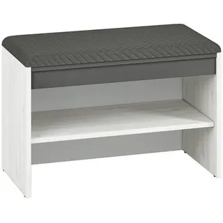 Feldmann-Wohnen Sitzbank Hyga Pinie weiß / anthrazit 70 / 34 / 47cm , Holz , 1 Fächer , Rechteckig , 70x47x34 cm , Garderobe, Garderobenbänke, Schuhbänke