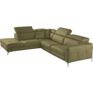 Egoitaliano Ecksofa "Matt, hoher Sitzkomfort und aufwendige Detailverarbeitung, L-Form" mit Ottomane, inkl. verstellbarer Kopfteile zum Relaxen, salbei