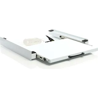 Wiltec Zwischenbaurahmen mit eckiger Ablage, max. 150 kg, Verbindungsrahmen für Waschmaschine und Trockner übereinander stellen - Weiß