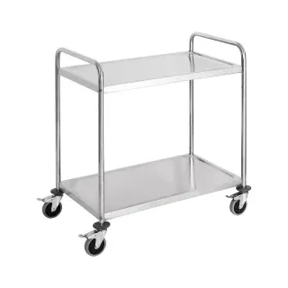 Stalgast Servierwagen Edelstahl, 150 Kg Traglast, 2 Borde, Robuster Küchenwagen für den Gastronomiebedarf, 1 Stück - mit Griff, (B x H x T): 84,5 x 94 x 52,5 cm