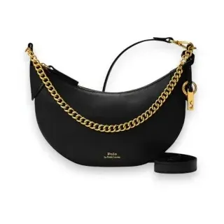 Polo Ralph Lauren für Damen. 428977210001 Polo ID Mini-Ledertasche mit Kette schwarz (OSFA), Lässig