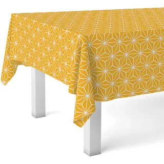 Martina Home Wachstuchtischdecke Polygon 180 x 140 cm, Senffarben