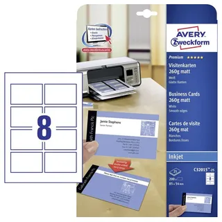 Avery Zweckform Business cards white matt double-sided print 260g Quick & CleanTM