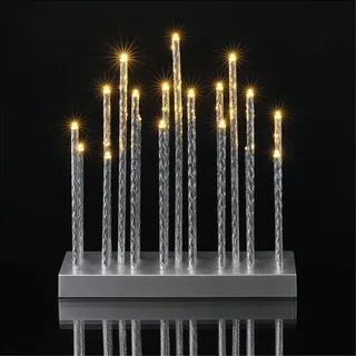 EMOS LED Kerzenständer mit 19 Kerzen, silbern Glanzeffekt, Batteriebetrieben 3X AA, Innenbereich IP20, 6/18h Timer-Funktion, 28, 5 x 25 cm, DCAW02, Silber