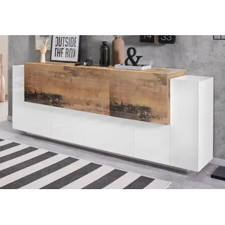 INOSIGN Sideboard »Coro, Kommode, Schrank, Kredenz, grifflos mit Einlegeböden« 1 Klappe,4 Türen,2 Schubkästen Doppeltiefe, Breite 220, weiß