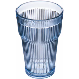 Villa d'Este Home Tivoli 6er Set Trinkbecher 400ml aus Acryl, Oberfläche mit vertikalen Streifen, blau Fashion Ocean