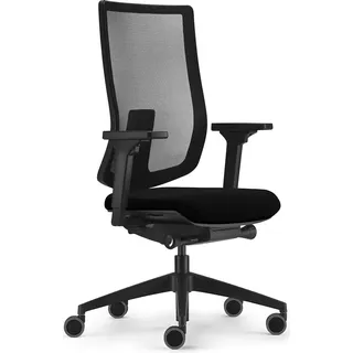 Drehstuhl, Netzmembran, schwarz, verschiebbarer Sitz, verstellbare Armlehnen und Rückenlehne, Höhe maximale Belastung 130 kg, 23° Öffnungswinkel - Schwarz