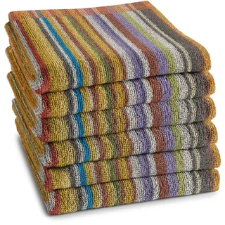 Geschirrtuch DDDDD "DDDDD Küchenhandtuch Over the Rainbow 50x55 Terra (6er-Pack)", terra, B:50cm L:55cm, 100% Baumwolle, Geschirrtücher, Geschirrtuch, schnell trocknend, 100% Baumwolle, mit Streifen