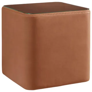 Beldomo - Sleep Nachtkästchen , Braun, Cognac , Glas, Textil , 48x48x48 cm , Goldenes M, Made in Eu , erweiterbar, Typenauswahl , Schlafzimmer, Nachtkästchen