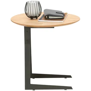 Xora Beistelltisch , Schwarz, Eichefarben , Holz, Holzwerkstoff , Eiche , furniert , oval , eckig, Wange , 50x50x45 cm , Wohnzimmer, Wohnzimmertische, Beistelltische, Beistelltische rund