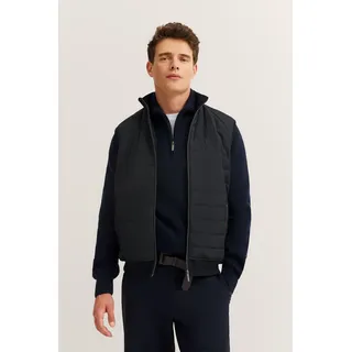 Steppweste BUGATTI "Regular Fit", Herren, Gr. L, blau (390, marine), 80% Baumwolle, 20% Polyester, unifarben, regular fit, ohne Ausschnitt, Westen Steppweste, mit Reißverschluss und aus einem Baumwollmix