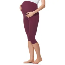 Be Mammy 3/4 Umstandsleggings Kurz aus Baumwolle bequeme und blickdichte Schwangerschaftsleggings Umstandsmode BE20-229 (Wein, S)