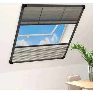 The Living Store Insektenschutz-Plissee für Fenster Alu 80x100 cm mit Jalousie - Grau