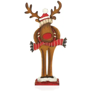 COM-FOUR com-four® Dekorativer Aufsteller für Weihnachten - XL Rentier aus Holz zum Hinstellen - Christmas Aufsteller zum Dekorieren und Verschenken (01 Stück - Rentier 35cm)