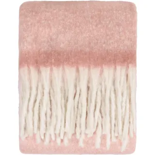 furn. Cozy Throw – Weiche, strukturierte, gewebte Decke mit Quasten (Rosa – 140x180cm)