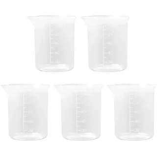 YSDYY 5 Stücke 100 Ml Messbecher, Transparenter Kunststoffmessbecher, Flüssigmesswerkzeug Mit Maßstabsmessbecher, Geeignet Für Labor Und Küche.