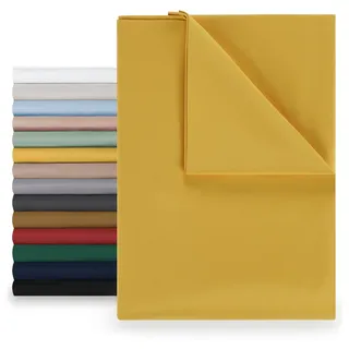 Blumtal Basic Bettlaken 280x275cm - Pflegeleichtes Betttuch aus weichem, gebürstetem Mikrofaser-Gewebe, ohne Gummizug, Spicy Mustard