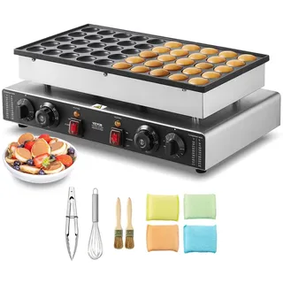 Vevor Mini-Pfannkuchenmaker kommerzielle Dutch mini Pfannkuchen Maschine, 50 Stk., 43 mm Durchmesser, Dorayaki-Backmaschine, 1700 W, duale Temperatur- und Zeitregelung, in Küchen und Restaurant