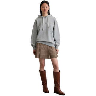 Hoodie MARC O'POLO, Damen, Gr. S, grau (grau granite melange), Sweatware, Obermaterial: 100% Baumwolle, relaxed fit, Rippbündchen, Sweatshirts Hoodie, relaxed fit aus reinem Organic Cotton