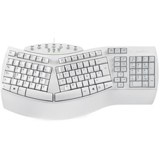 Perixx PERIBOARD-512W ES USB Teclado Ergonomico – 49,09 x 23,2 x 4,97 cm – Blanco – QWERTY Español